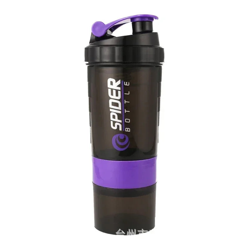 3 Layer Shaker Bottle Protein Mixing Shake Cup Sports Fitness Water Cup 550ml Scaled Plastic Water Bottles with Medicine Box.