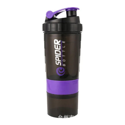 3 Layer Shaker Bottle Protein Mixing Shake Cup Sports Fitness Water Cup 550ml Scaled Plastic Water Bottles with Medicine Box.