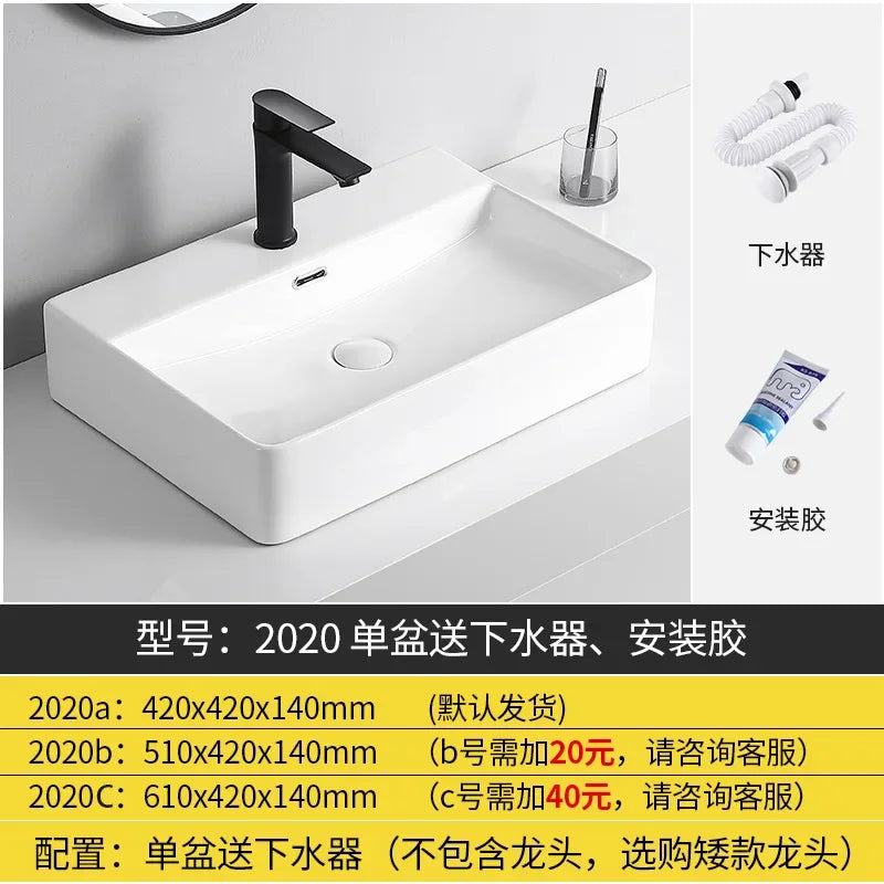 Arbeits platte Waschbecken Seite Entwässerung Keramik Waschbecken Balkon Waschbecken Kunst becken Einzel becken quadratischer Kreis