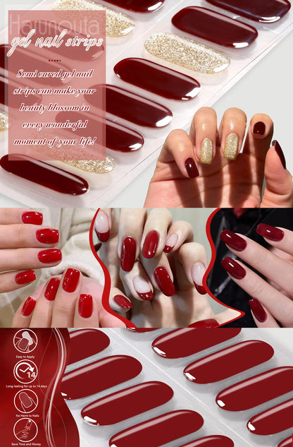 Harunouta Gradient Semi Cured Gel Nail Sticker Long-Lasting UV Nail Sticker UV/LED Extension Gel Nail Foil Gel Polish Full Cover.