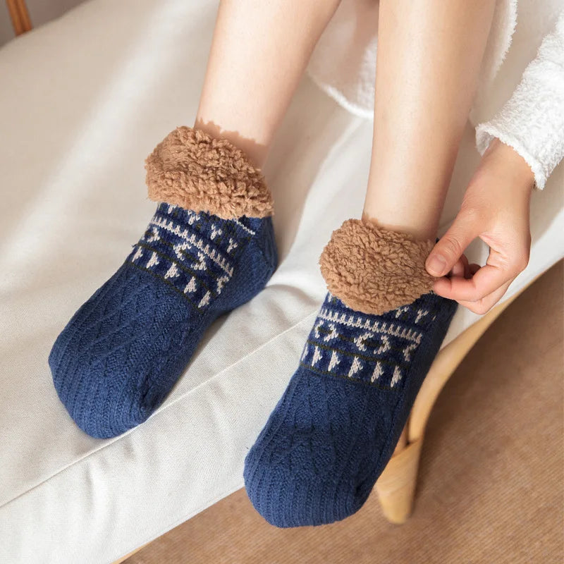 Super Warm Winter Non-slip Floor Socks Women Men Snow Socks Sleep Carpet Socks Slippers Socks Women Velvet Boot Unsiex Home Wear.