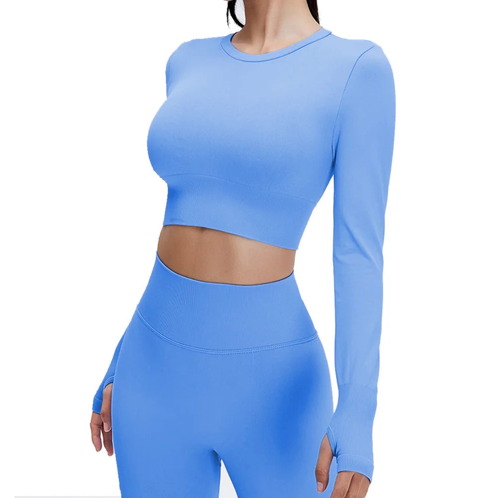 Seamless Sports Suit Yoga Set for Women Fitness Wear Long Sleeve Yoga Clothing Gym Workout Sportswear Two Piece Tracksuit Women.