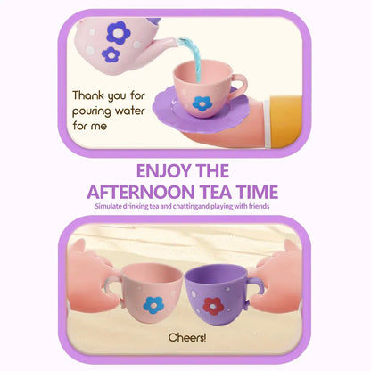 Little girl tea party set, pretend afternoon tea dessert teapot set, princess tea time playing teapot kitchen toys, Easter gifts.