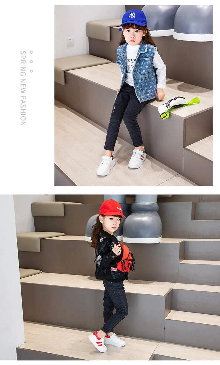 Children's Sports Shoes Non-slip New Tennis Shoes for Girls Fashion Boys Versatile Kids Causal School Running Sneakers Hook Loop.