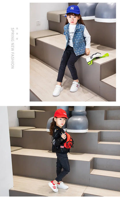 Children's Sports Shoes Non-slip New Tennis Shoes for Girls Fashion Boys Versatile Kids Causal School Running Sneakers Hook Loop.