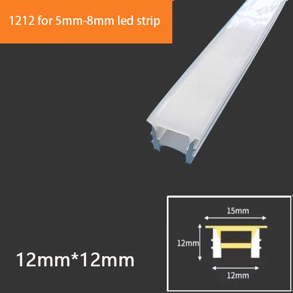 DIY Recessed LED Neon Tube Silicone Gel Covering Flexible Embedded Soft Diffuser Linear White 1M-15M for COB 5050 2835 LED Strip.