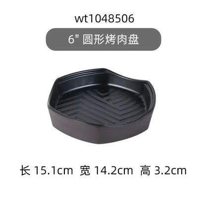 Hotpot Restaurant Melamine Tableware Black Frosted Dinner Plate Japanese Sushi Plates Not Easily Broken Snack Fruit Dishes