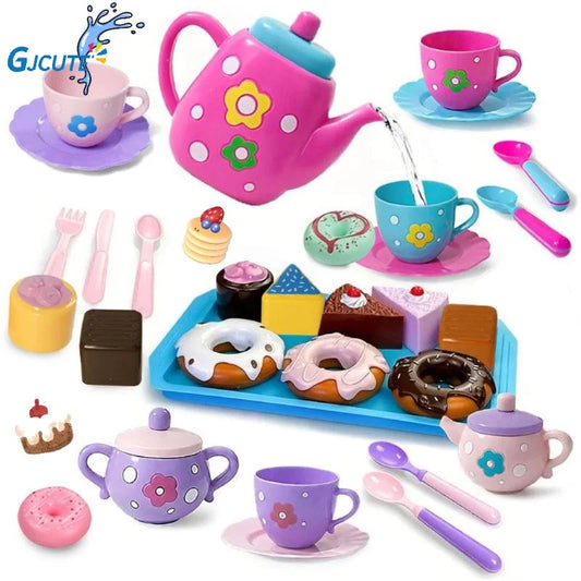 1 Set Plastic Teapot Teacup Food Pretend Play Toy Kids Simulation Tea Kit Kitchen Afternoon Tea Toys For Boy Girl Birthday Gift.