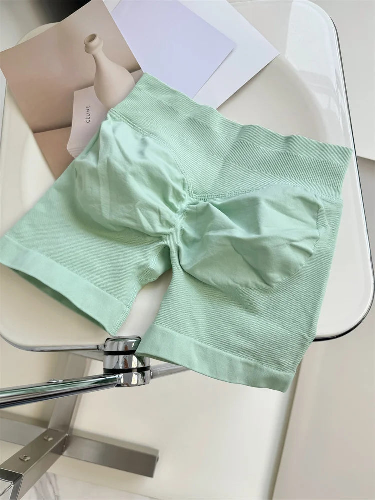 Shorts Low Ribbed Band Gym Shorts Women Workout Clothes Scrunch Bum Seamless Shorts Yoga Biker Sports Shorts.