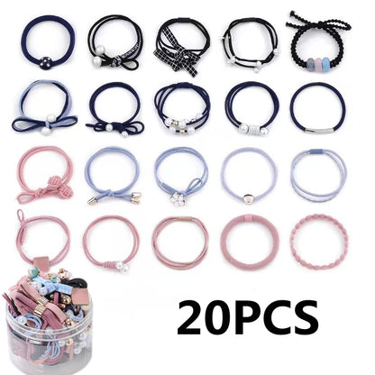 50/12PCS  Women Elastic Hair Ties Pearls Fashion Girls Scrunchies Ponytail Holder Rubber band Hair Rope Hair Accessories