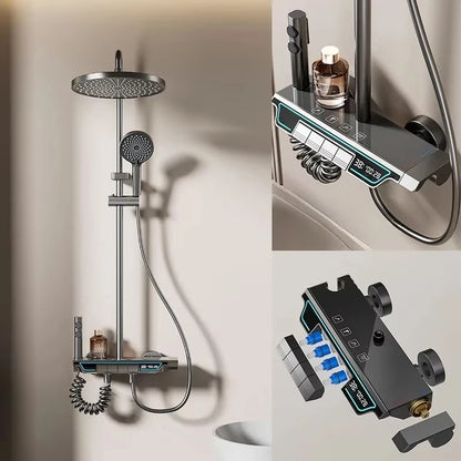 Bathroom Shower System LED Light Shower System Digital Display Shower Faucet included bathroom accessories
