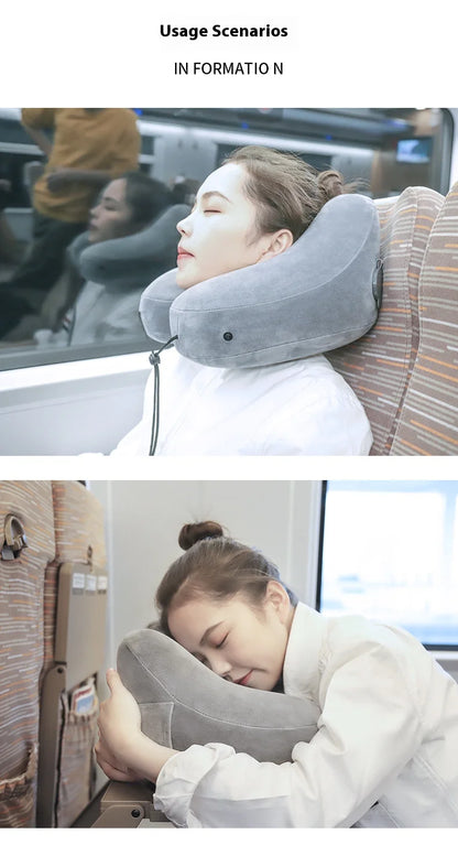 Outdoor U Shaped Memory Foam Neck Pillow Adjustable Portable Multifunctional Airplane Sleeping Support Massage Protection Pillow