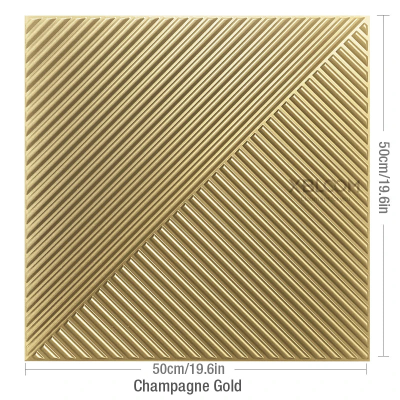 4pcs 50x50cm Champagne gold color 3D Wall Panel Shining Gold 3D Wall Sticker Wedding party background wall art Wood grain paper