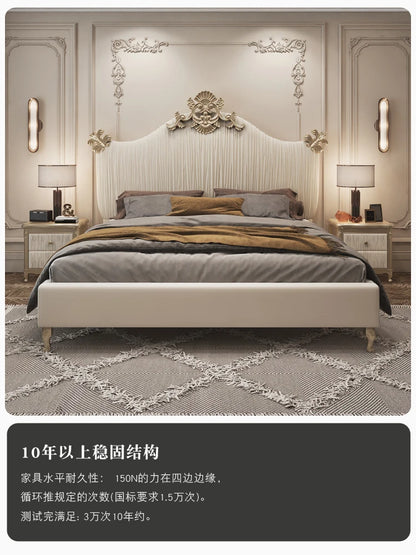 Klassisches europäisches Bett, Doppelbett, King-Size-Bett, Kopfteil, hochwertiges Bett, Twin, kreieren Sie das Hauptschlafzimmer, Cama De Casal, Wohnmöbel