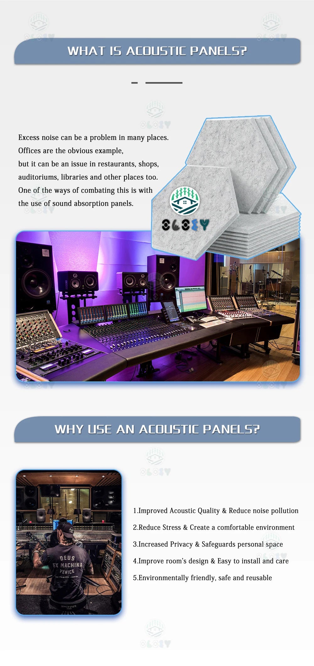 Hexagon 12 Pcs Sound Absorbing Panels Acoustic Wall Absorcion For Home Recording Studio Acoustic Insulator Door Sealing Strip