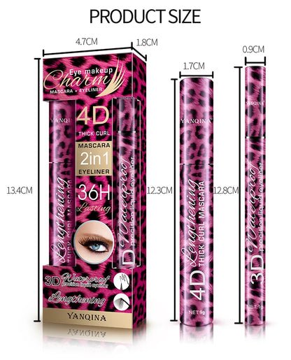 YANQINA Liquid Eyeliner Pencil 4D Waterproof Mascara Set Cosmetics Eye Liner Thick Curling Mascara Eyebrow Pencil Eyes Makeup