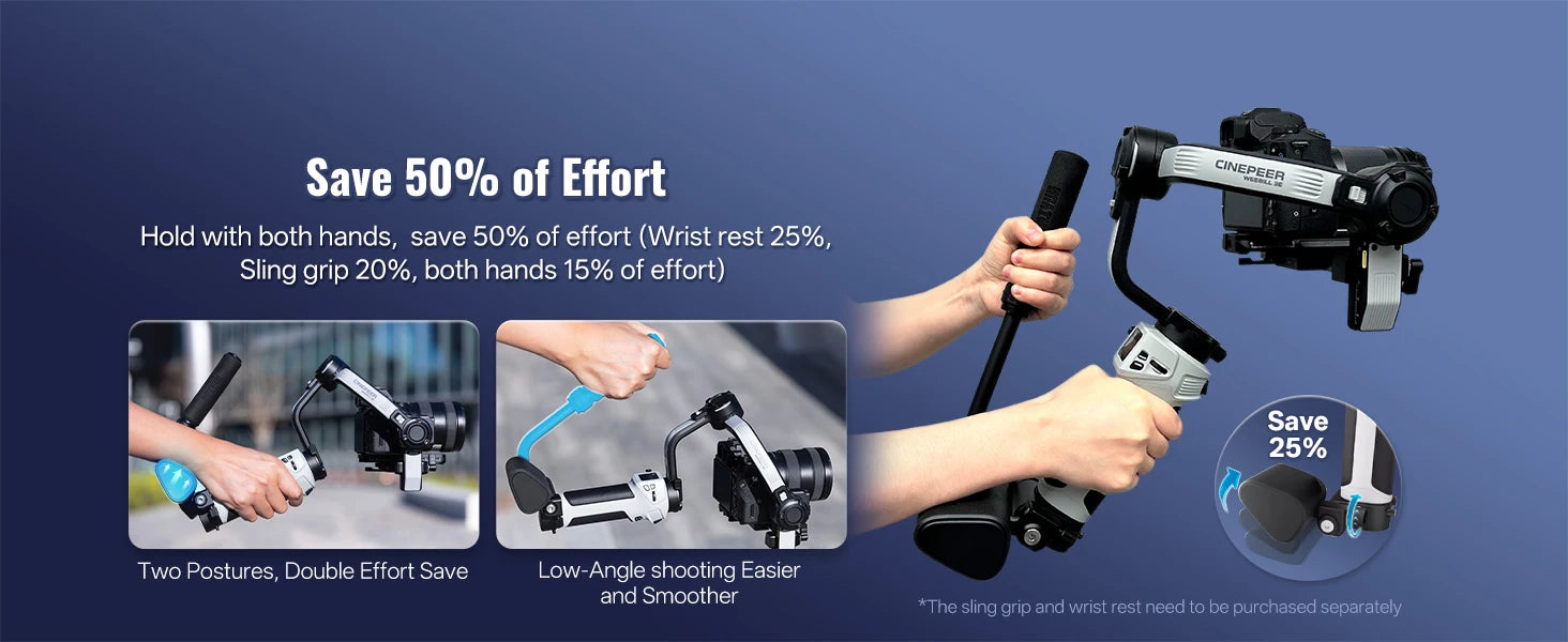 ZHIYUN Official CINEPEER WEEBILL 3E Handheld Camera Gimbal Stabilizer 3-Axis Cameras Gimbals for DSLR Mirrorless Cameras.