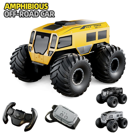 Q210 Amphibious Rc Car Dual Control 4WD Off-road Remote Control Waterproof Vehicle 2.4G Electric Climbing Crawler Toys for Kids.