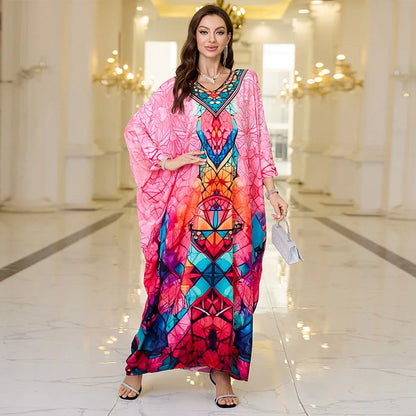 Frauen bestickte lange Kaftane Plus Size Kaftan Kleider Strand Badeanzug Cover Up Moomoo Kleid marokkanische Robe