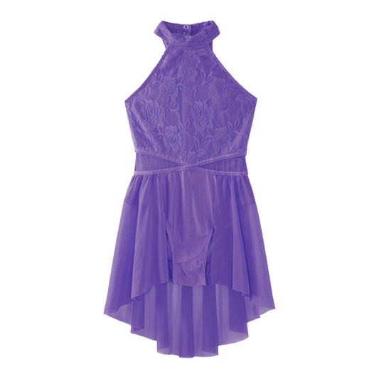 Mädchen Ballett Gymnastik Trikot lyrischen Tanz kleid ärmellose florale Spitze Tutu Tanz kleidung für Eiskunstlauf Bühnen performance