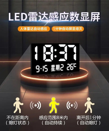 Wanduhr Digital anzeige stille Temperatur Uhr Quadrat Wohnzimmer Home Schlafzimmer Esszimmer Wandmalerei