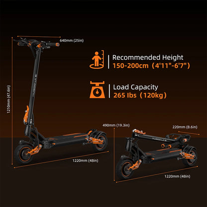Aumom Electric Scooter, 800W 48V 15.6Ah Battery, 10 inch Tires, 45 km/h Max Speed, 70km Range, Disc Brakes, NFC & Passcode Lock