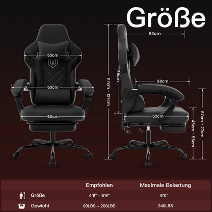 WOTSTA Gaming-Stuhl, ergonomischer Bürostuhl, Renncomputerstuhl, höhenverstellbarer Computerstuhl mit Kopfstütze