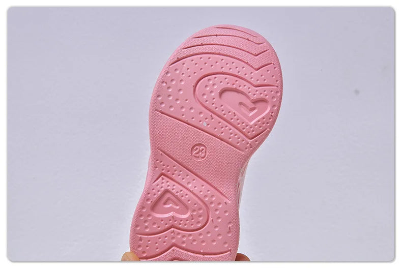 Kids'Casual Shoes Girls Led Light Cartoon PU Leather Fashion Sport Flat Bottom Shoes Breathable White Pink Size 21-30.