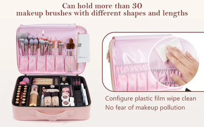 Professional Makeup Bag Extra Large Cosmetic Train Case Make Up Brush Organizer Storage Box Manicure Artist Bags with Dividers.