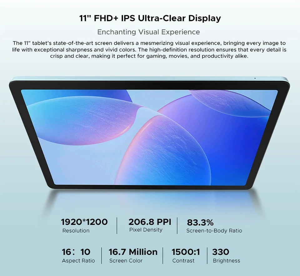 DOOGEE Tab E3 Tablet 11" Screen Android 15 Gemini AI 7.5mm Ultra-thin 32GB (8+24) 256GB Dual Speakers 8800mAh Battery Smart Pad.