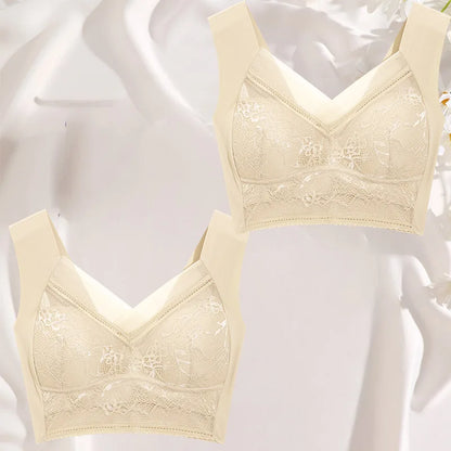 FINETOO 2Pcs Plus Size Sexy Crop Tank Top Seamless Bra Push Up Women Bras Wireless Bralette Femme Underwear Sports Lace Lingerie