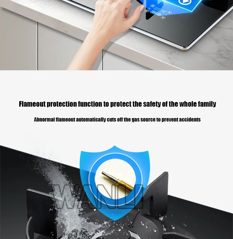 DC330 Gas Stove Household Desktop Embedded Double Stove Natural Gas Liquefied Gas Stove/Toughened Glass Panel.