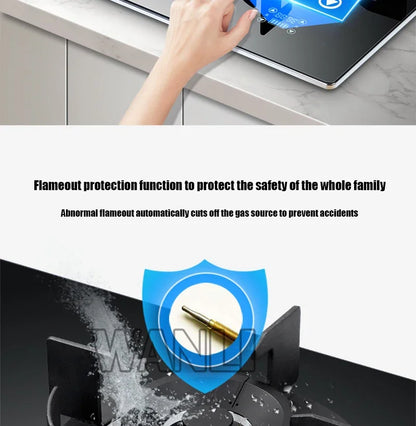 DC330 Gas Stove Household Desktop Embedded Double Stove Natural Gas Liquefied Gas Stove/Toughened Glass Panel.