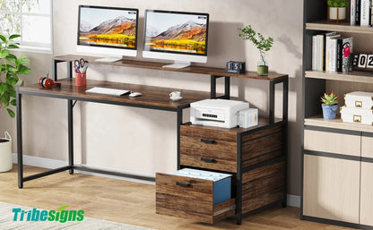 Tribe signs Computer tisch mit 3 Schubladen, 59-Zoll-PC-Schreibtisch mit reversiblen Schubladen, industrielle Arbeits schreibtisch arbeitsplatz