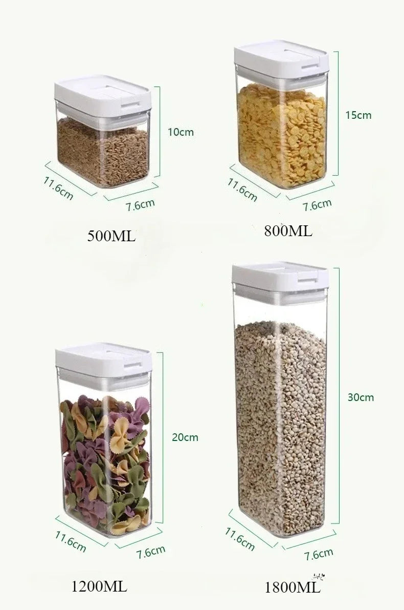 Kitchen Storage Plastic Storage Jar Clear Food Grade Airtight Seal for Kitchen Snacks Cereals Beans Kitchen Storage Organizer.