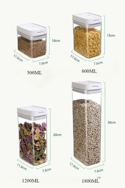 Kitchen Storage Plastic Storage Jar Clear Food Grade Airtight Seal for Kitchen Snacks Cereals Beans Kitchen Storage Organizer.
