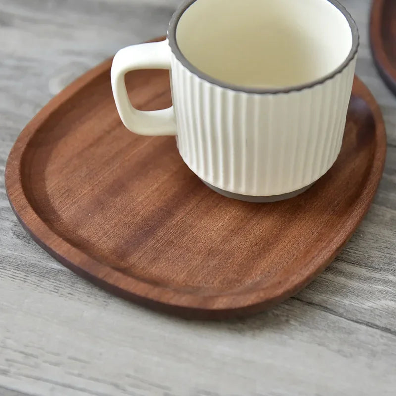 Solid Wood Serving Tray Oval Tea Tray Decorative Wood Plate Fruit Tray Vegetable Platter Home Bread Dessert Cake Plate Tableware.