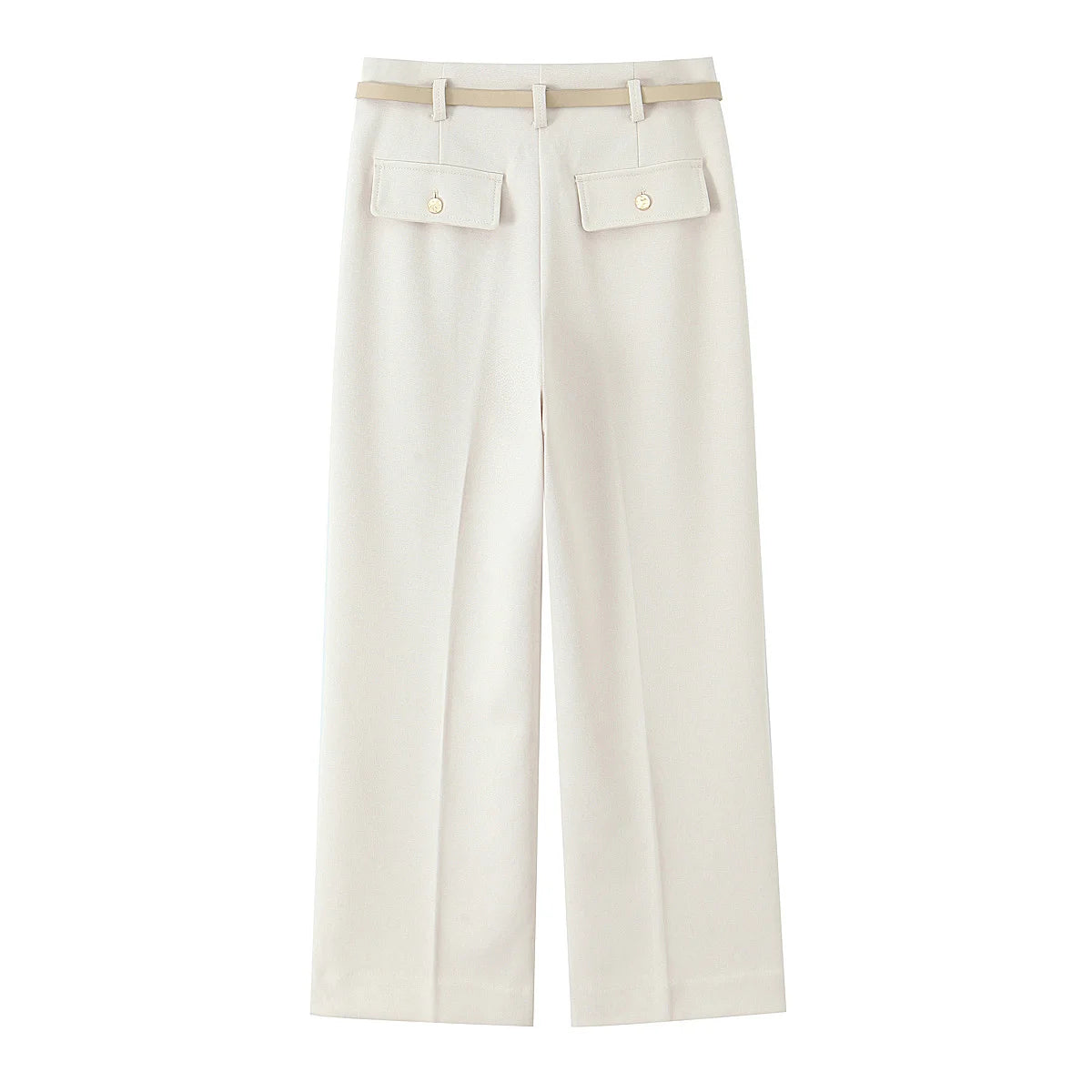 HH Women Solid Pant Set Long Sleeve O-Neck Double-Breasted Blazers+High Waist Chain Matching Side Zipper Trousers Sets