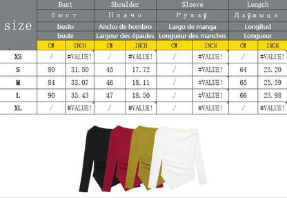 Asymmetric Short Top Woman Long SleevesTops Women Elastic Corset Top Female Streetwear Casual T-shirts Tops.