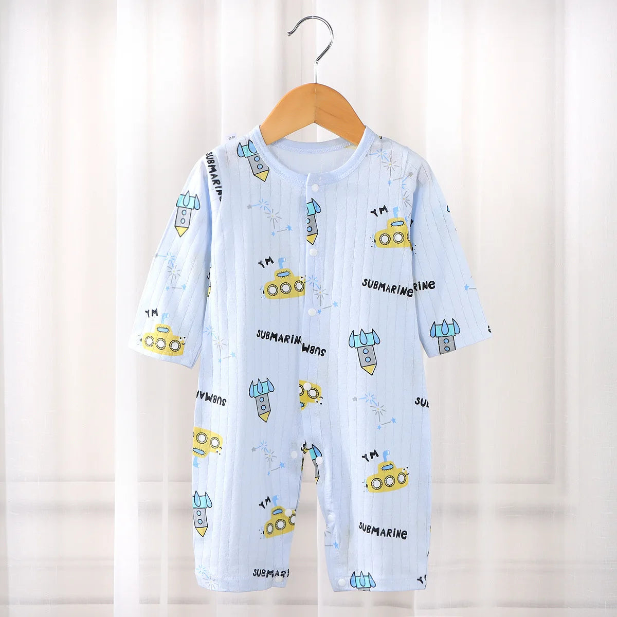 Baby-Overall, 100 % Baumwolle, langärmelig, Krabbelanzug, dünne Nachtwäsche, Sommer, neu, kurzärmelig, Khai für Jungen und Mädchen.