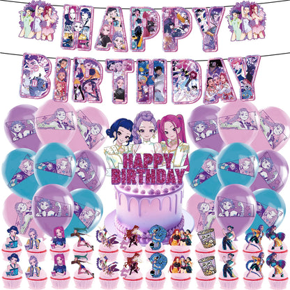 K Pop Dämonenjäger Party Ballon Kind Mädchen Alles Gute zum Geburtstag Party Dekoration Set 1-9. Nummer Ballon Banner Hintergrund Babyparty.
