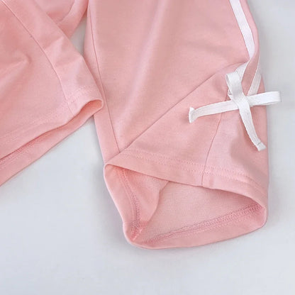 Bear Leader Kids Clothes Girls Autumn Fashion Bow Decoration Pink Sports Top+Pants Two-piece Sets Children's Daily Casual Wear.