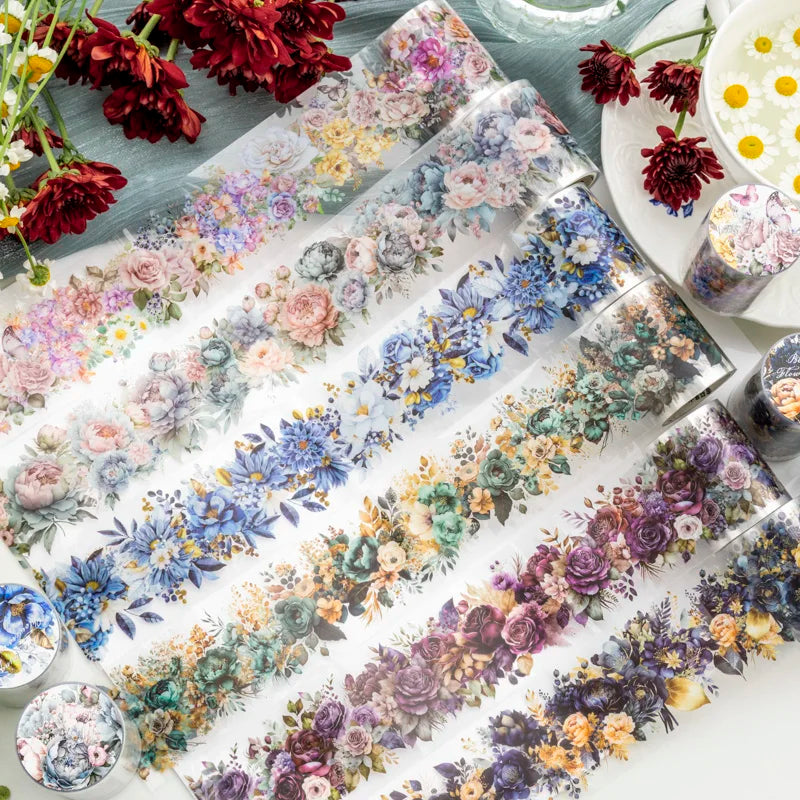 50mm*2m PET Natural Plant Flowers tape Sticker Decorative collage Adhesive Diy Scrapbooking hand made Masking tape.