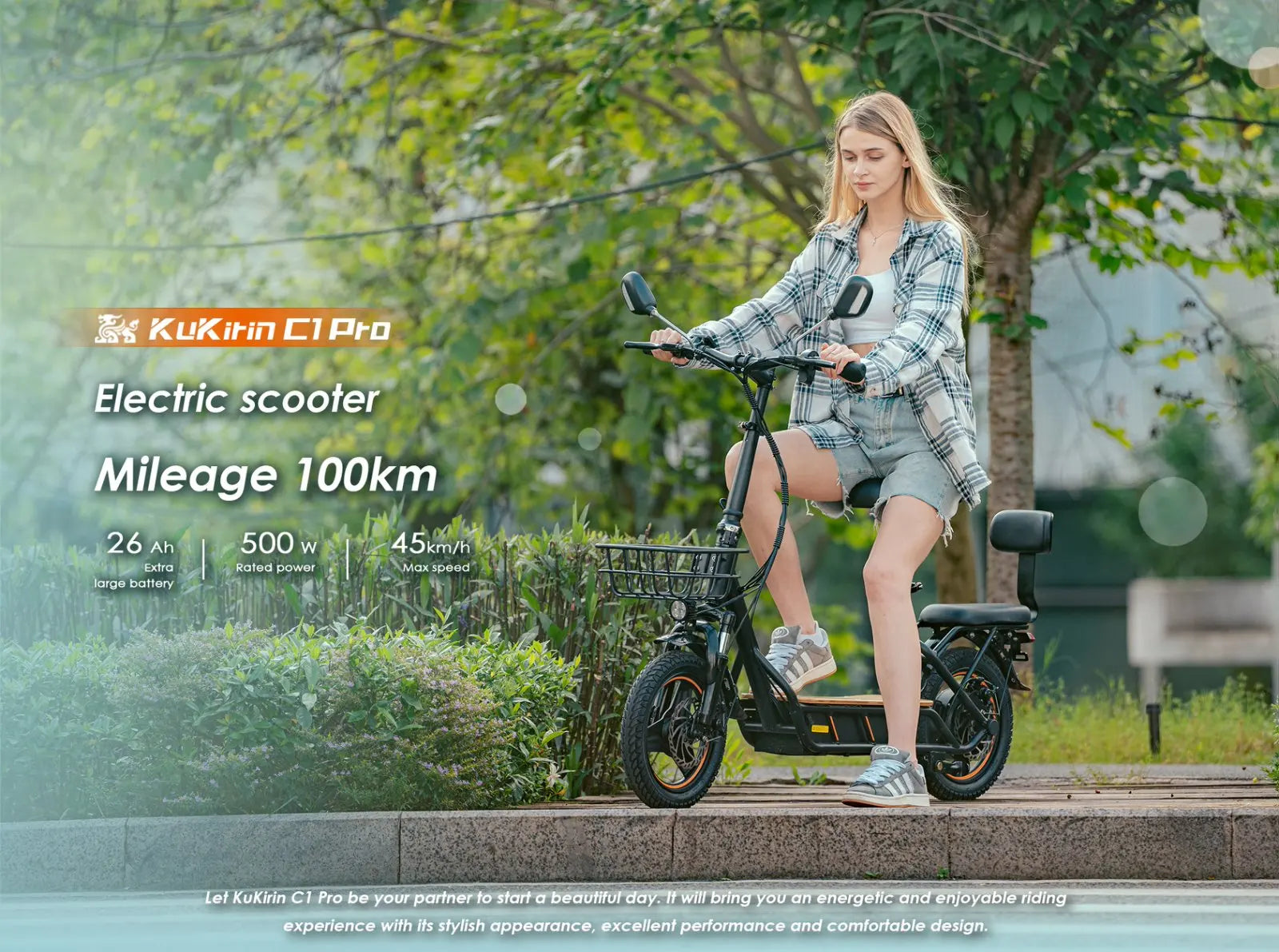 KuKirin C1 Pro Foldable Adult Electric Scooter with Seat E-Scooter 45 km/h Electric Kick Scooter 500W Skateboards Kickboard.