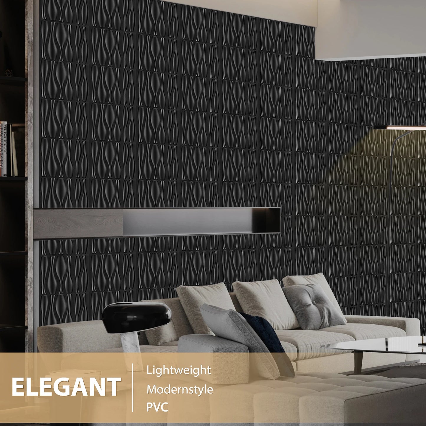 KUUJOJO 12pcs 3D textured wall panel for indoor wall decoration, suitable for living room, hall, bedroom, hotel, office