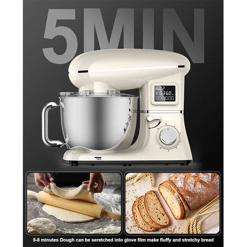 220V Powerful Stand Mixer Electric Blender Household Automatic Timing Hair Noodles Flour-Mixing Machine Commercial stand mixer.