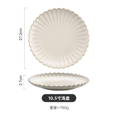 Nordic Household White Bowls Dinner Plates Ceramic White Glaze Tableware Set Western Steak Dish Salad Bowl Vegetable Fish Plate