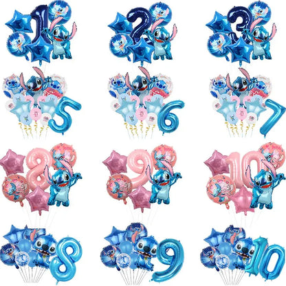 Disney Stitch Luftballons Partyzubehör Kinder Cartoon Lilo Stitch Thema Winkelballon Alles Gute zum Geburtstag Dekoration für Babyparty.