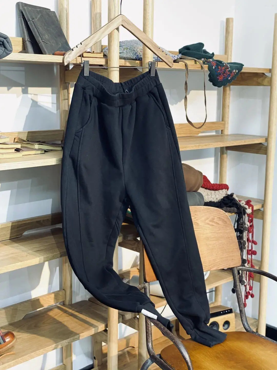 Autumn/Winter 150kg American Retro Cuffed Casual Trousers Men's Korean Slimming Patchwork Fleece-lined Harem Trousers Sweatpants