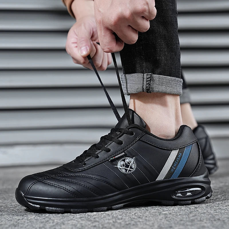 YRZL Mens Running Shoes Casual Outdoors Sneakers Breathable Sports Shoes Lightweight Non Slip Leather Walking Shoes for Men 2025.